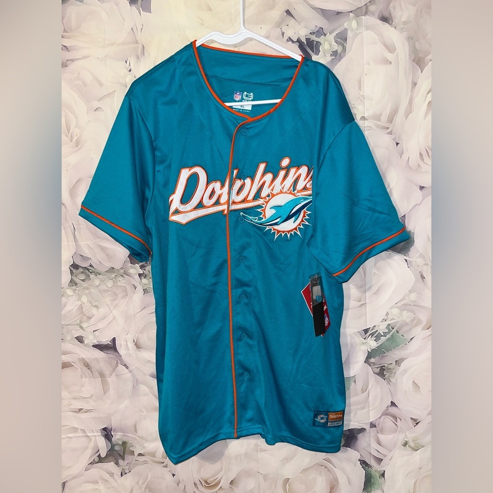 Miami Dolphins NFL Game Day Button Down Baseball  Jersey Shirt - Unisex XL NEW​